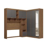 Guarda Roupa De Canto Com 7 Portas E 4 Gavetas E Cabeceira Lugano Santos Andirá Jatoba/grafitte - 2