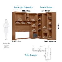 Guarda Roupa De Canto Com 7 Portas E 4 Gavetas E Cabeceira Lugano Santos Andirá Jatoba/grafitte - 3