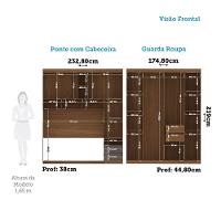 Guarda Roupa De Canto Com 7 Portas E 4 Gavetas E Cabeceira Lugano Santos Andirá Jatoba/grafitte