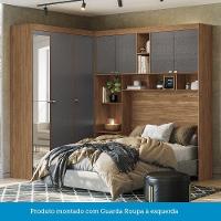 Guarda Roupa De Canto Com 7 Portas E 4 Gavetas E Cabeceira Lugano Santos Andirá Jatoba/grafitte - 6