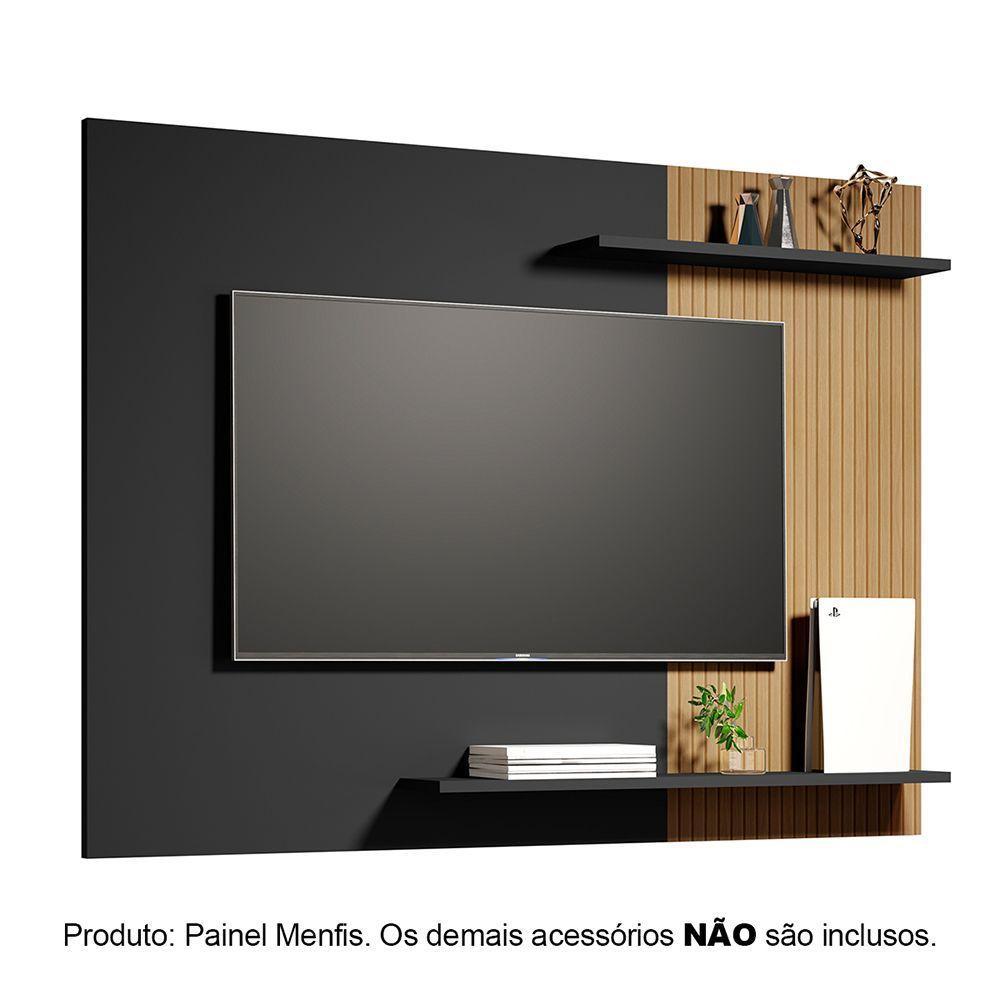 Painel Sala Suspenso Para Tv Até 55 Polegadas Menfis Preto Ripado - 2