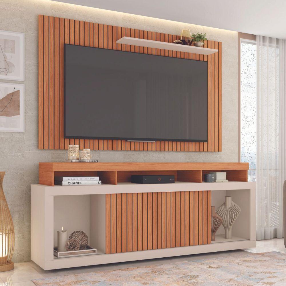 Rack Caemmun New Oscar Com Painel 1,8 Metros Freijo/off White - 1