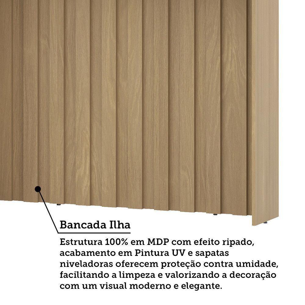 Cozinha Modulada Completa Com Bancada Ilha 8 Peças Com Tampo Freijó/Freijó Brasil/Verde Amalfi - 8