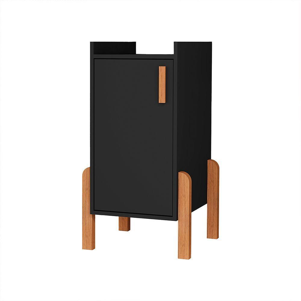 Buffet Aparador Sala Retrô 1 Porta Cantinho Do Café Poisedon Preto - 2