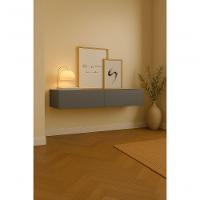 Aparador Bancada 110cm Suspenso 2 Gavetas Em Mdf Estilo Clássico Cinza - 1