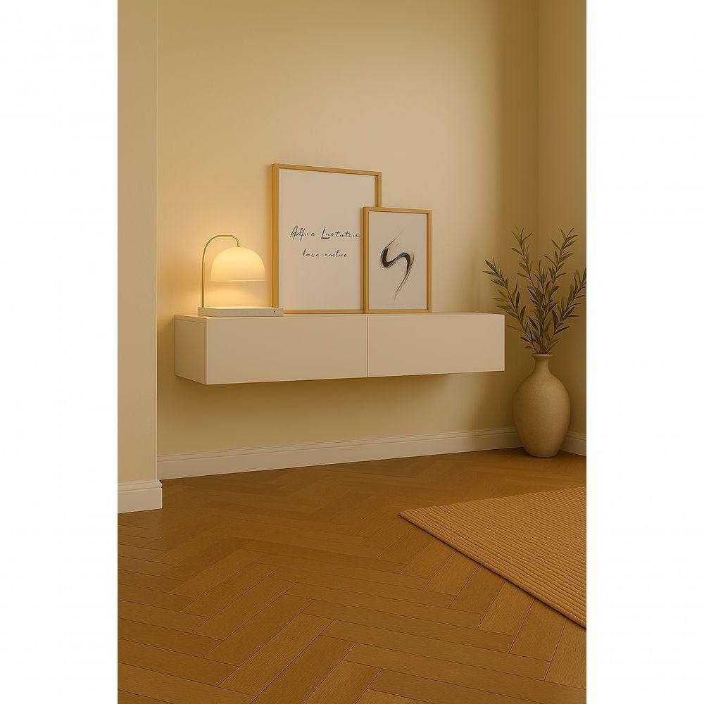 Aparador Bancada 110cm Suspenso 2 Gavetas Em Mdf Estilo Clássico Off - 1