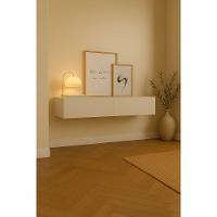 Aparador Bancada 110cm Suspenso 2 Gavetas Em Mdf Estilo Clássico Off - 1