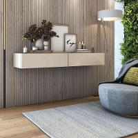 Aparador Bancada 110cm Suspenso 2 Gavetas Em Mdf Estilo Clássico Off