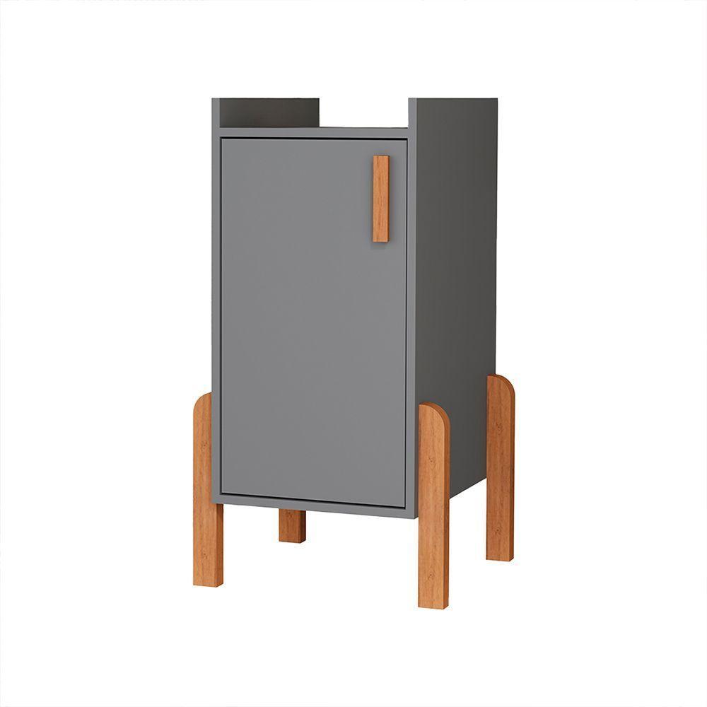 Buffet Aparador Sala Retrô 1 Porta Cantinho Do Café Poisedon Cinza - 2