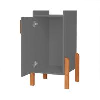 Buffet Aparador Sala Retrô 1 Porta Cantinho Do Café Poisedon Cinza - 3