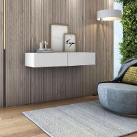 Aparador Suspenso 90cm 2 Gavetas Para Hall De Entrada Linha Alta Branco - 1