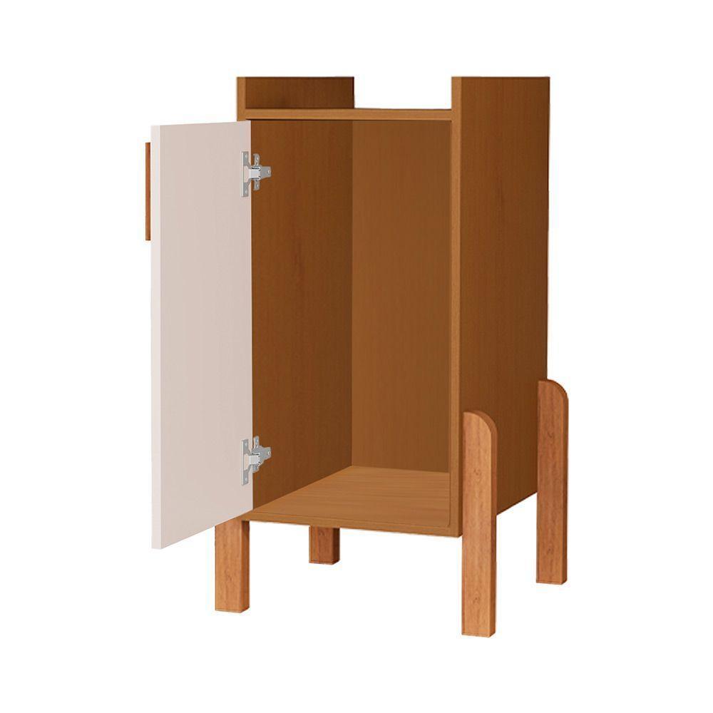 Buffet Aparador Sala Retrô 1 Porta Cantinho Do Café Poisedon Cedro Off White - 3