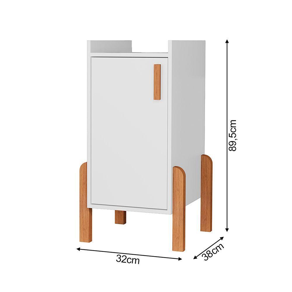 Buffet Aparador Sala Retrô 1 Porta Cantinho Do Café Poisedon Branco - 4