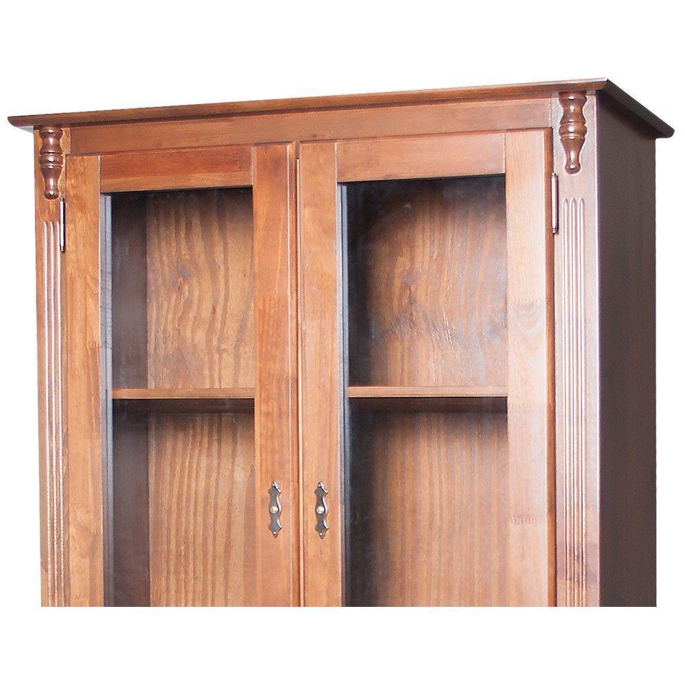 Cristaleira De Vidro E Madeira Antique Com 4 Portas E 1 Gaveta - 308 Cor (me) Laca Amêndoa - 4