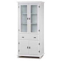 Cristaleira De Vidro E Madeira Antique Com 4 Portas E 1 Gaveta - 308 Cor (me) Laca Amêndoa - 1