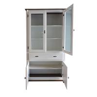 Cristaleira De Vidro E Madeira Antique Com 4 Portas E 1 Gaveta - 308 Cor (me) Laca Amêndoa - 2