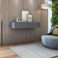 Aparador Suspenso 90cm 2 Gavetas Para Hall De Entrada Linha Alta Cinza - 1