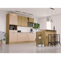 Cozinha Modulada Completa Com Bancada Ilha 8 Peças Com Tampo Freijó/freijó Brasil/Petala Rosa - 1