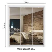 Guarda Roupa Lyon 3 Portas Correr com Espelho Branco Madesa - 5