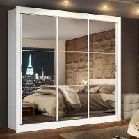 Guarda Roupa Lyon 3 Portas Correr com Espelho Branco Madesa - 10