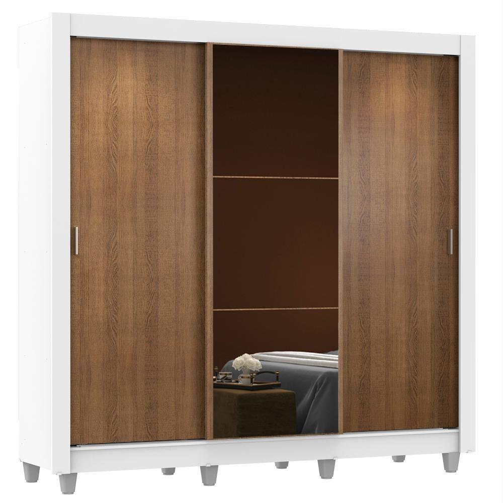 Guarda Roupa Casal Mônaco 3 Portas de Correr com Espelho Madesa - 2