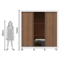 Guarda Roupa Casal Mônaco 3 Portas de Correr com Espelho Madesa - 3