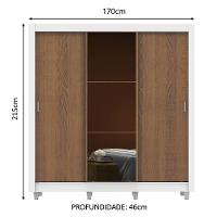 Guarda Roupa Casal Mônaco 3 Portas de Correr com Espelho Madesa - 6