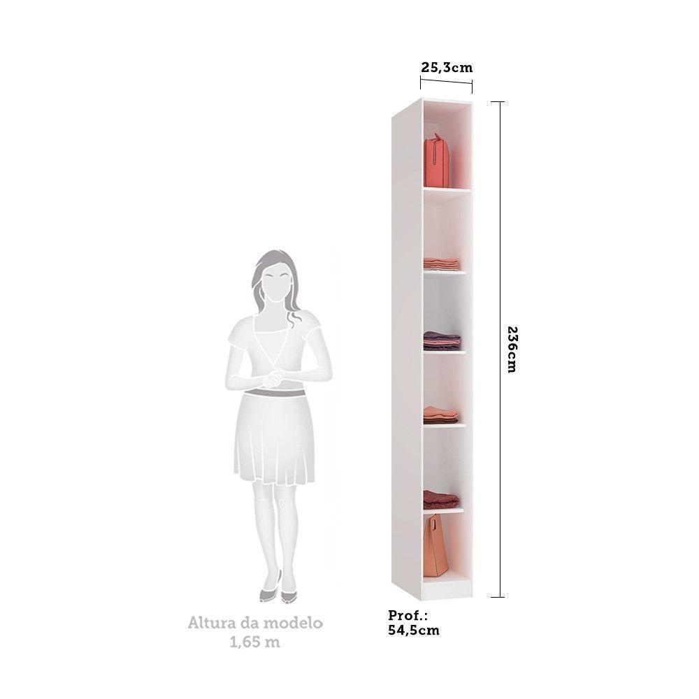 Guarda Roupa Closet Sem Porta 25,3cm 5 Prateleiras Branco - 4