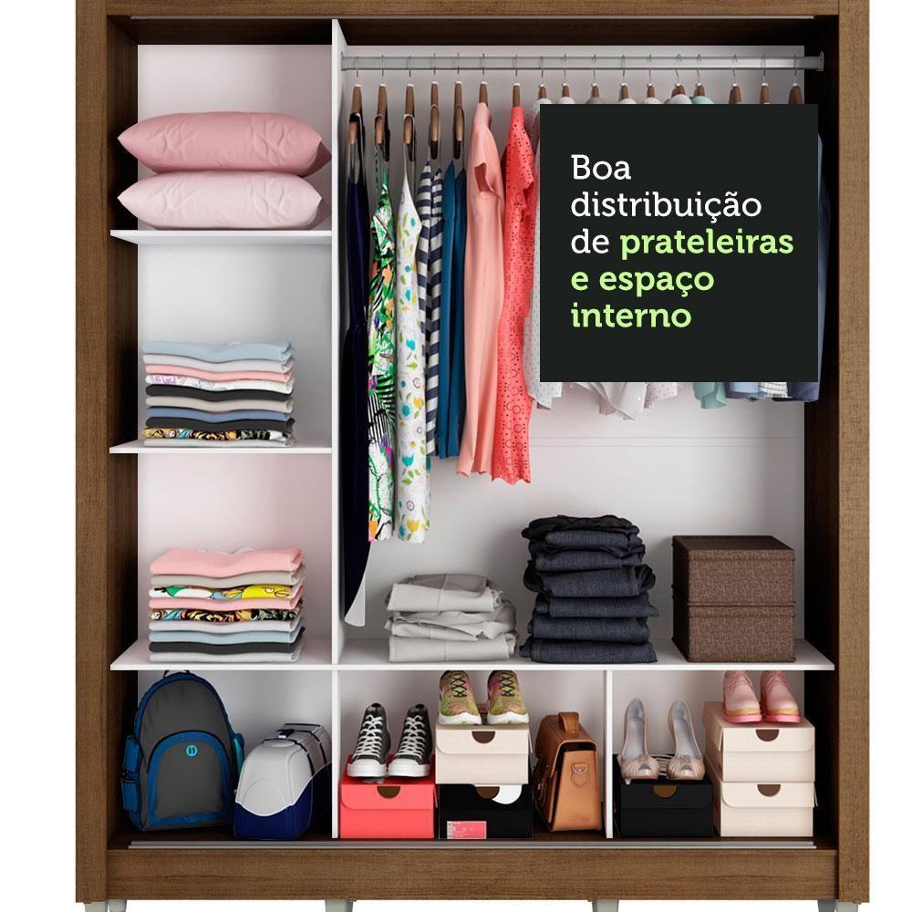 Guarda Roupa Casal Mônaco 3 Portas de Correr com Espelho Madesa - 9
