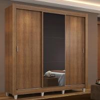 Guarda Roupa Casal Mônaco 3 Portas de Correr com Espelho Madesa - 1