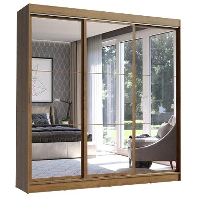 Guarda Roupa Casal Istambul 3 Portas de Correr 3 Gavetas Rustic Rustic Madesa