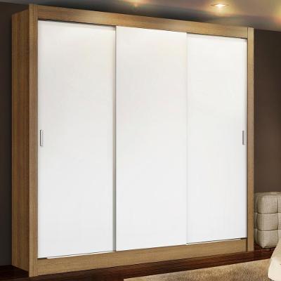 Guarda Roupa Casal Lyon 3 Portas de Correr 2 Gavetas Rustic-branco
