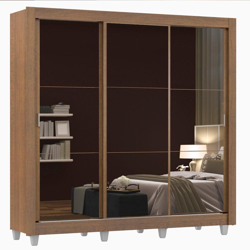 Guarda Roupa Mônaco Casal 3 Portas Correr Espelho Pés Madesa - 1