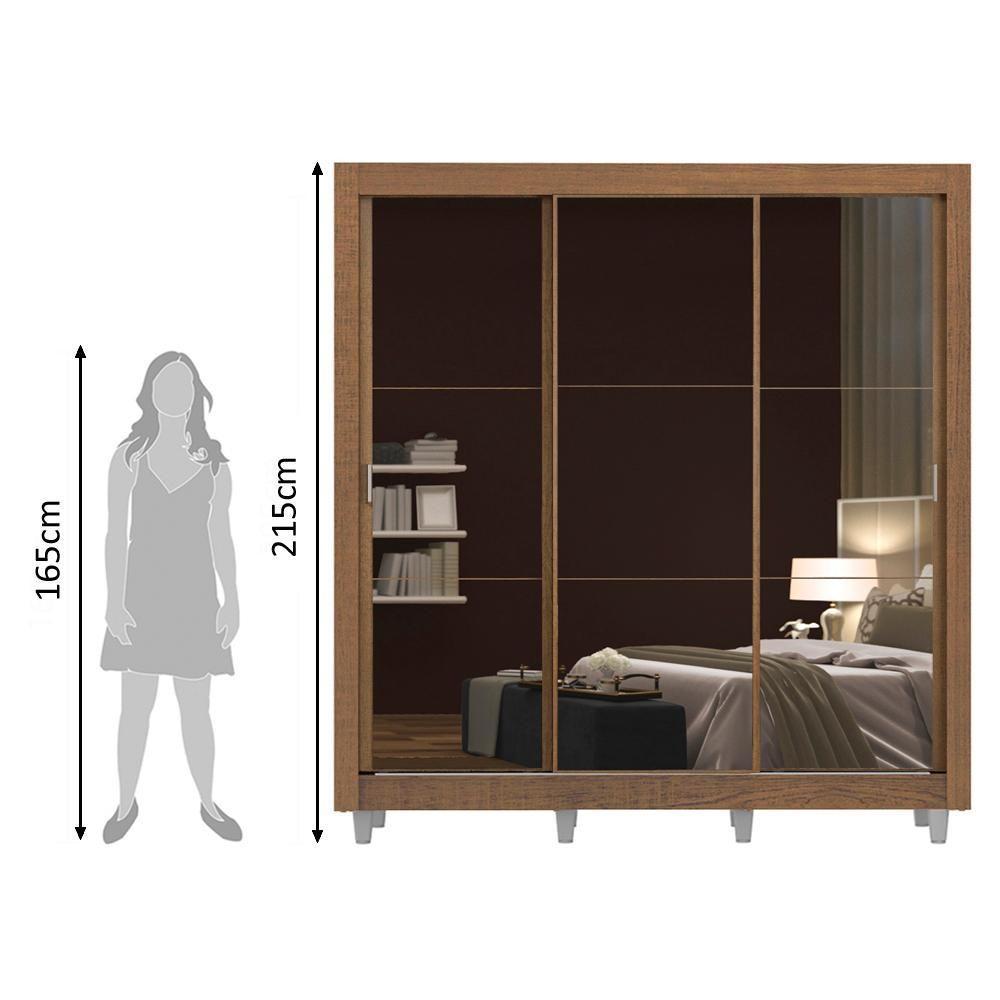 Guarda Roupa Mônaco Casal 3 Portas Correr Espelho Pés Madesa - 2