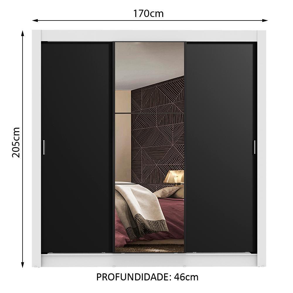 Guarda Roupa Casal Mônaco 3 Portas de Correr Espelho Madesa - 3