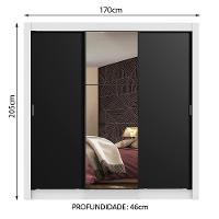 Guarda Roupa Casal Mônaco 3 Portas de Correr Espelho Madesa - 3