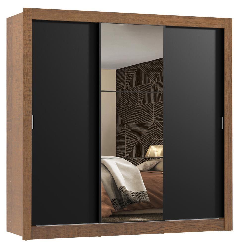 Guarda Roupa Casal Mônaco 3 Portas de Correr Espelho Madesa - 1