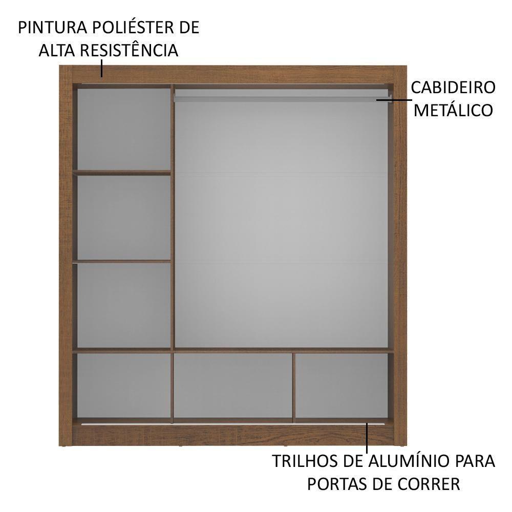 Guarda Roupa Casal Mônaco 3 Portas de Correr Espelho Madesa - 2