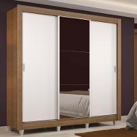 Guarda Roupa Casal Lyon 3 Portas de Correr com Espelho 2 Gavetas Madesa