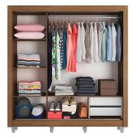 Guarda Roupa Casal Lyon 3 Portas de Correr com Espelho 2 Gavetas Madesa - 6