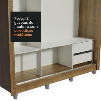 Guarda Roupa Casal Lyon 3 Portas de Correr com Espelho 2 Gavetas Madesa - 7