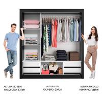 Guarda Roupa Casal Madesa Lyon Plus 3 Portas De Correr De Espelho 4 Gavetas - Preto - 5