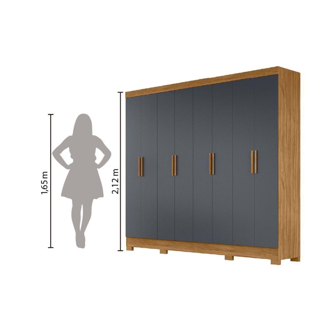 Guarda Roupas Casal 8 Portas 4 Gavetas Diplomata Moval Freijó-Cinza - 2