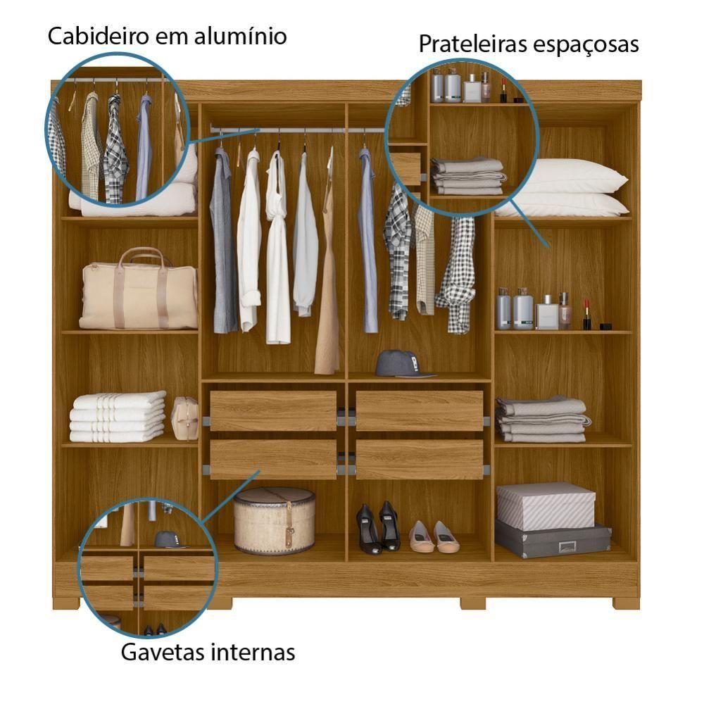 Guarda Roupas Casal 8 Portas 4 Gavetas Diplomata Moval Freijó-Cinza - 3