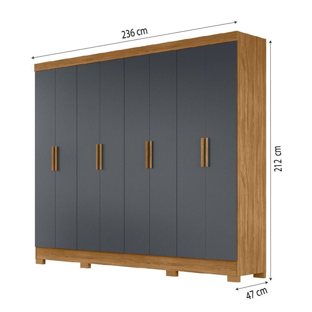 Guarda Roupas Casal 8 Portas 4 Gavetas Diplomata Moval Freijó-Cinza - 4