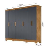 Guarda Roupas Casal 8 Portas 4 Gavetas Diplomata Moval Freijó-Cinza