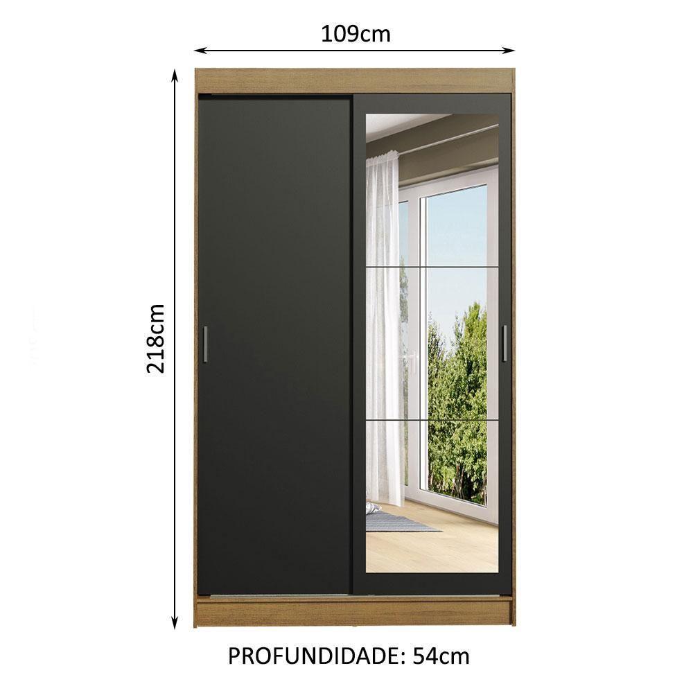 Guarda-roupa 2 Portas de Correr com Espelho 2 Gavetas Madesa - 4