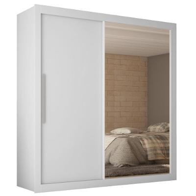 Guarda Roupa Solteiro Real 2 Portas de Correr 3 Gavetas Branco Acetinado