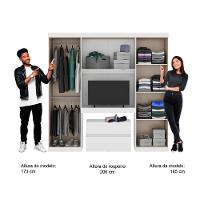 Guarda Roupa Solteiro 6 Portas 2 Gavetas Branco C/ Cabeceira - 5