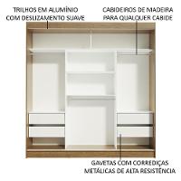 Guarda-roupa Casal Madesa Reno 3 Portas De Correr Com Espelho Rustic/Branco - 8